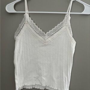 American Eagle Outfitters Cream Ribbed Sleeveless Camisole